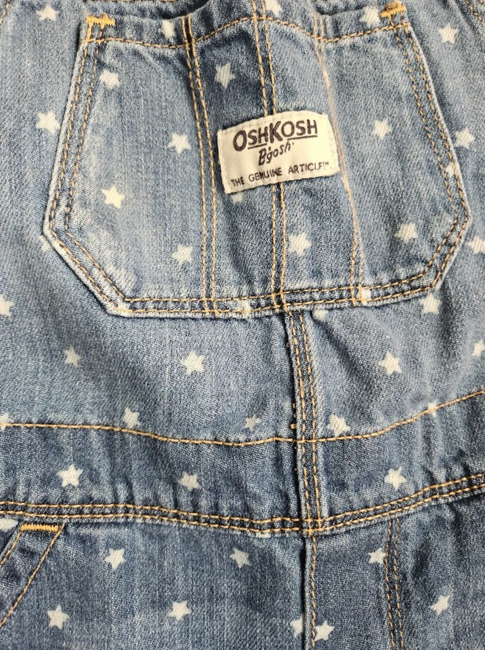 Fourth Of July OshKosh B'gosh 3T Denim Star Print Shortalls Adjustable Straps